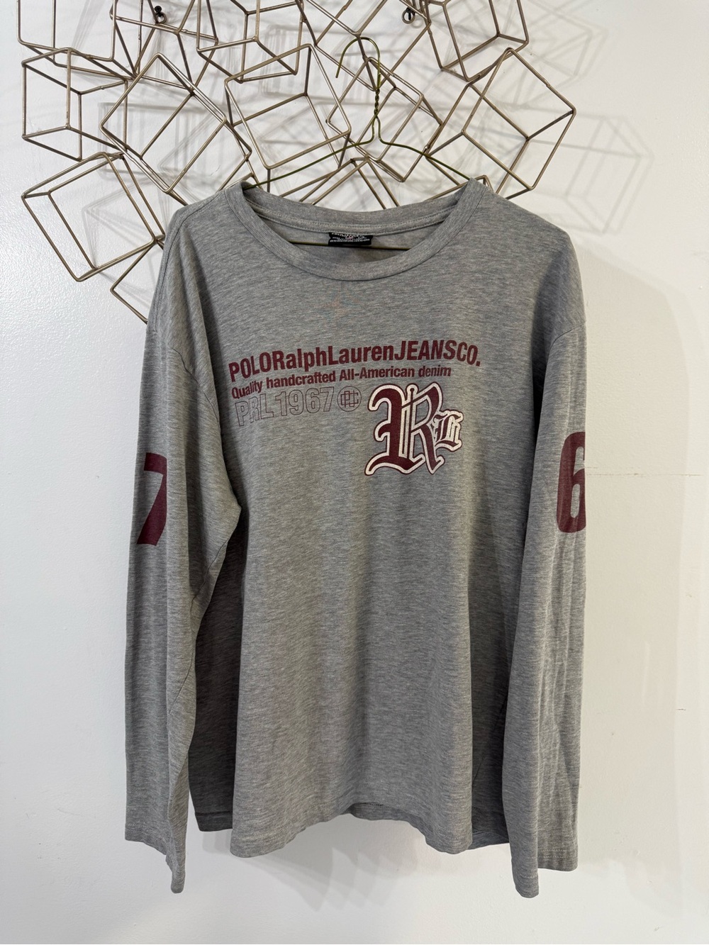 Polo by Ralph Lauren Gray Crewneck Sweatshirt with Maroon Graphics